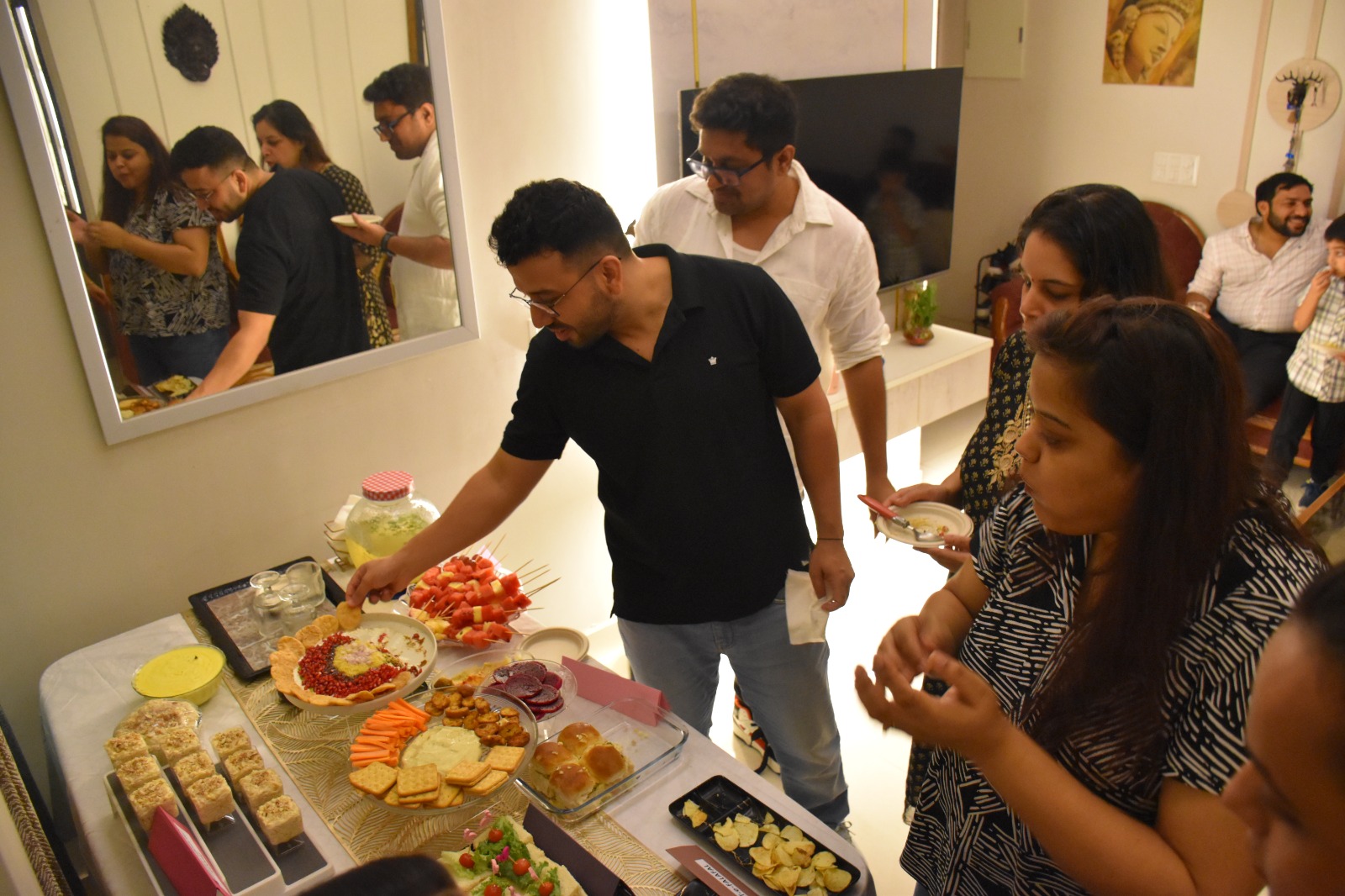 Chutney, dips and dessert table detail